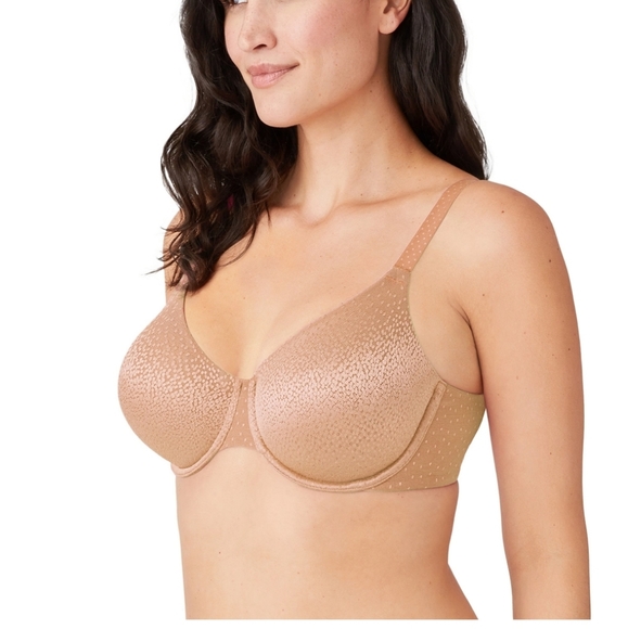 Wacoal Back Appeal Underwire Bra in Cocoa with Gold Dot Embellishment Size 44C - Picture 15 of 16